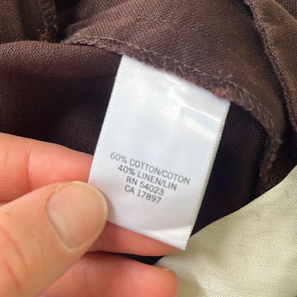 Banana Republic Women's Brown Wide Leg Cotton Linen Blend Pants Size‎ 8